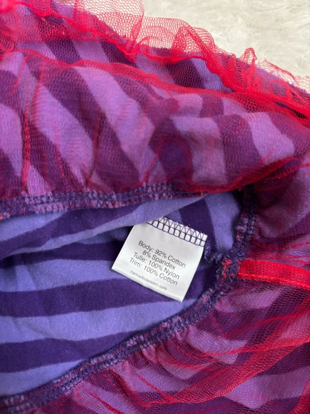 Hanna Andersson Girls Purple Striped Tutu Dress with Red Heart Applique